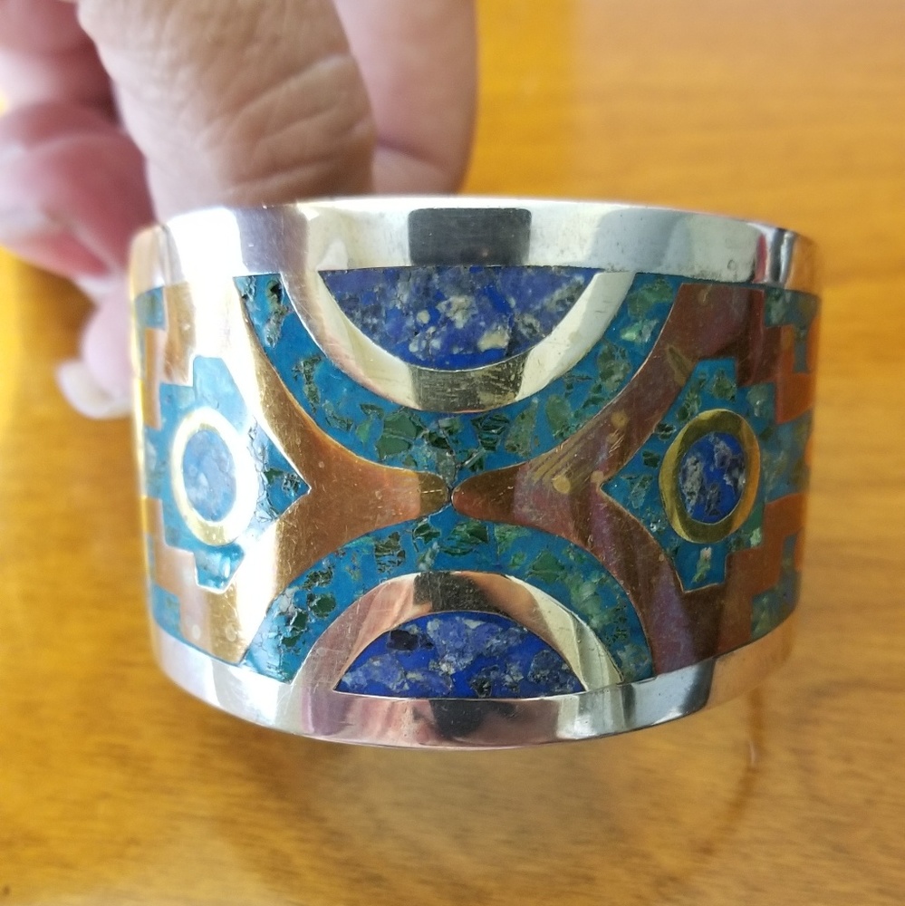 Bracelet with turquoise/silver/brass